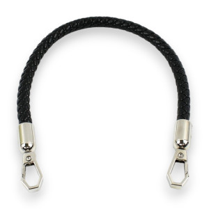 1 Taschengriff Lederoptik – Geflochten – 60 cm – Schwarz Schwarz - Silber