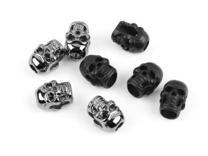 Kordelstopper / Kordelende Metall Totenkopf Titan