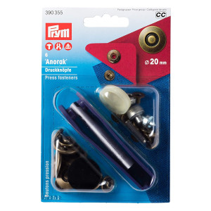 PRYM Anorak Reifen Druckknöpfe 20 mm altmessing