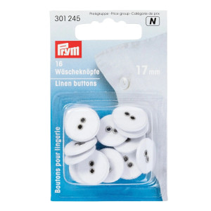 PRYM Wäscheknöpfe Leinen 26\'\' 17 mm weiß