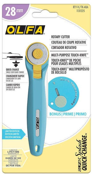OLFA Rollschneider 28mm BLUE-SPLASH + Gratis Cuttermesser
