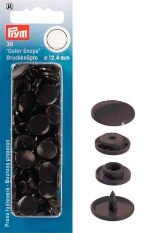 PRYM Color Snaps Druckknöpfe rund 12,4 mm dunkelbraun