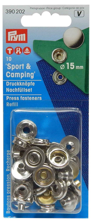 PRYM Nachfüllpackung Sport & Camping Druckknöpfe 15 mm silber