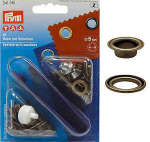 PRYM Ösen und Scheiben MS 5,0 mm altmessing