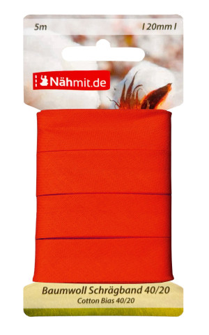 Nähmit 5m Karte Baumwoll Schrägband, 100% Baumwolle 40/20 820 - rot