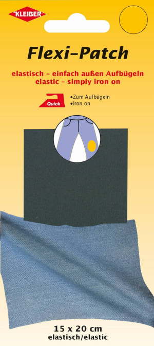 KLEIBER FLEXI PATCH elastische Aufbügelflicken - 15x20cm 182 - dunkelgrau