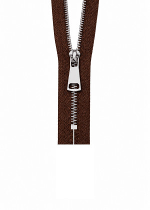 NICHT TEILBARER - Metall Reißverschluss teilbar bis 80cm Silber / Gold / Titan SILBER-BRAUN