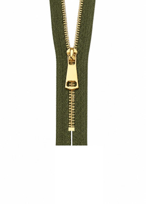 NICHT TEILBARER - Metall Reißverschluss teilbar bis 80cm Silber / Gold / Titan GOLD-DUNKELOLIVE