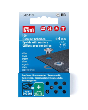 PRYM Nachfüllset Ösen mit Scheiben 100 St. (4 mm / silber)