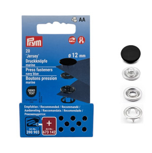 PRYM Jersey Druckknöpfe 12mm verschiedene Farben 580 - schwarz