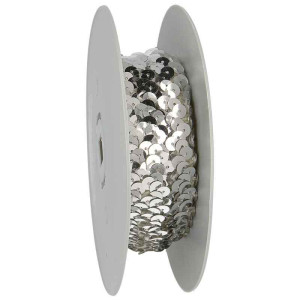30mm Paillettenband elastisch Meterware silber