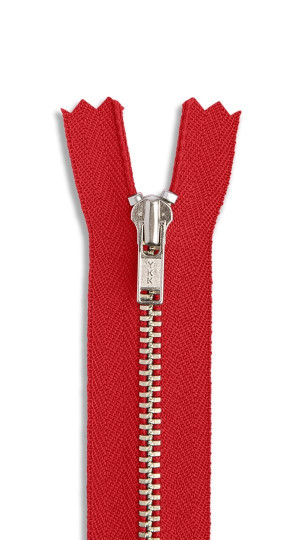 YKK Metall Hosen Reißverschluss silber 820 - rot | 18cm
