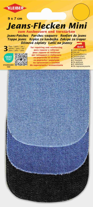 KLEIBER Jeans-Flecken Mini, hellblau-mittelblau-schwarz 9 x 7cm