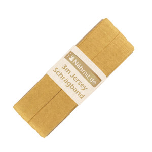 Nähmit - Jersey Schrägband - elastisches vorgefalztes Einfassband 3 Meter x 20mm A05-Senfgelb