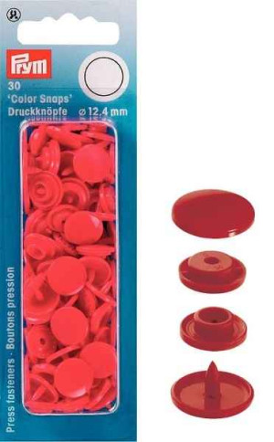 PRYM Color Snaps Druckknöpfe rund 12,4 mm rot