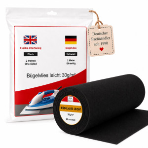 Nähmit 2 Meter - Bügelvlies - Bügeleinlage SCHWARZ & WEISS 580 - schwarz