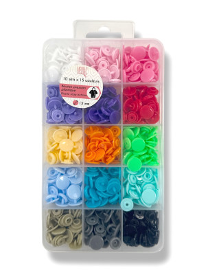 Nähmit - 150 Color Druckknöpfe rund 12 mm buntes Sortiment