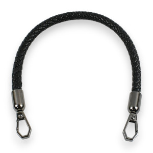 1 Taschengriff Lederoptik – Geflochten – 60 cm – Schwarz Schwarz - Titan