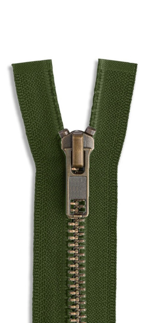 YKK Altmessing Metall Reißverschluss teilbar 078 - dunkelolive