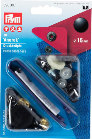 PRYM Anorak Druckknöpfe 15 mm schwarz