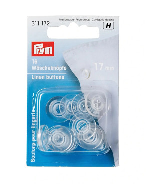 PRYM Wäscheknöpfe Kunststoff 26\'\' 17 mm transparent