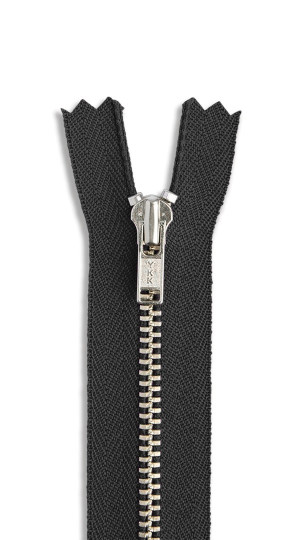 YKK Metall Hosen Reißverschluss silber 580 - schwarz | 20cm