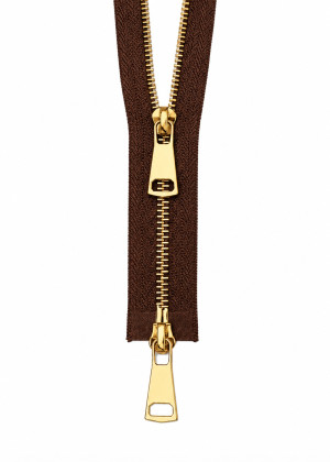 2-WEGE - Metall Reißverschluss teilbar bis 120cm Silber / Gold / Titan GOLD-BRAUN