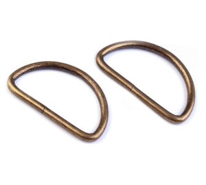 D-Ring Halbrundringe für Taschen 40mm Altmessing