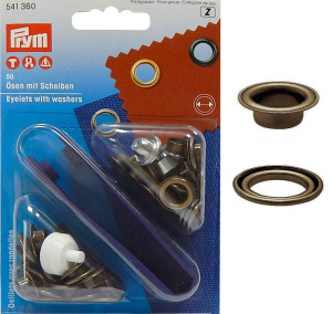 PRYM Ösen und Scheiben MS 4,0 mm altmessing