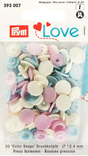 PRYM Prym Love Druckknopf Color KST 12,4 mm rosa/hellblau/perle