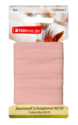Nähmit 5m Karte Baumwoll Schrägband, 100% Baumwolle 40/20 070 - altrosa