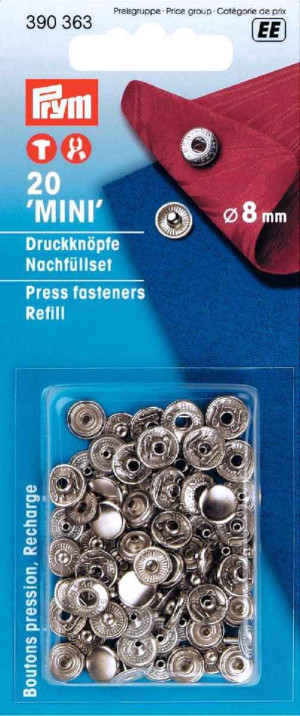 PRYM Nachfüllpackung Anorak Druckknöpfe 8 mm silberfarbig