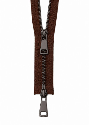 2-WEGE - Metall Reißverschluss teilbar bis 120cm Silber / Gold / Titan TITAN-BRAUN