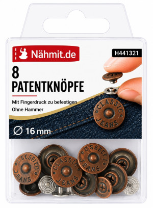 Nähmit - Patentknöpfe / Hosenknöpfe altkupfer