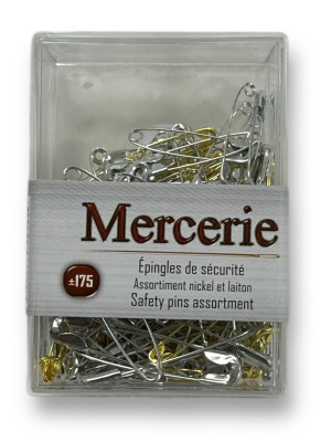 Mercerie - 175 Sicherheitsnadeln silber + gold gemischte Größen