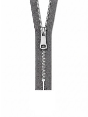 NICHT TEILBARER - Metall Reißverschluss teilbar bis 80cm Silber / Gold / Titan SILBER-DUNKELGRAU