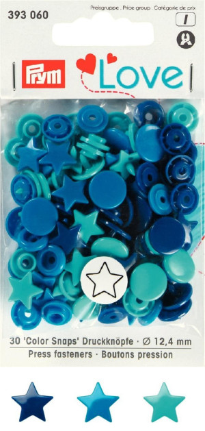 PRYM Prym Love Druckknopf Color Stern 12,4 mm blau/türkis/tinte