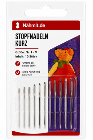Stopfnadeln kurz 10 Stück Nr. 1 - 9