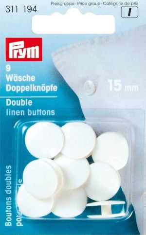 PRYM Wäsche-Doppelknöpfe KST 24\'\' 15 mm weiß