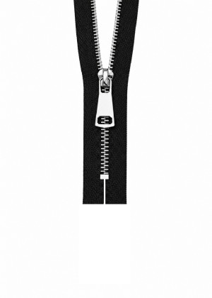 NICHT TEILBARER - Metall Reißverschluss teilbar bis 80cm Silber / Gold / Titan SILBER-SCHWARZ