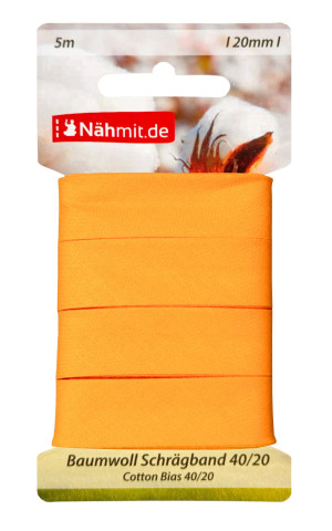 Nähmit 5m Karte Baumwoll Schrägband, 100% Baumwolle 40/20 506 - gelb
