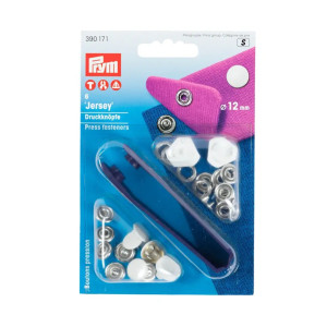 PRYM Jersey Druckknöpfe glatte Kappe 12 mm weiß