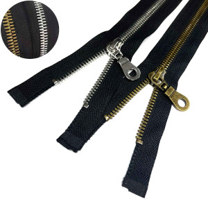 Exclusiv Explorer Reißverschluss 8mm teilbar extra Stark für Leder bekleidung Altmessing