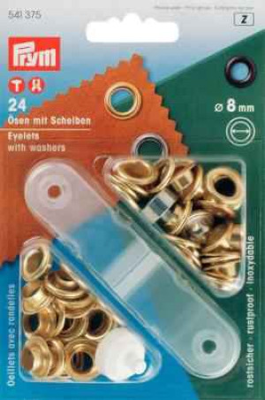 PRYM Ösen und Scheiben MS 8,0 mm goldfarbig