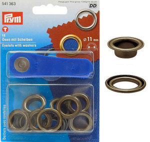 PRYM Ösen und Scheiben MS 11,0 mm altmessing