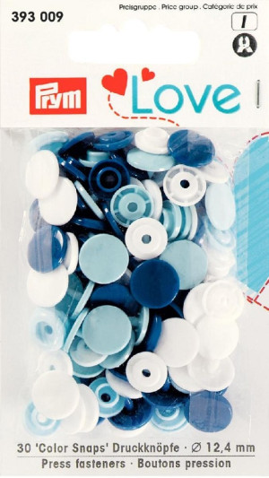 PRYM Prym Love Druckknopf Color KST 12,4 mm blau/weiß/hellblau
