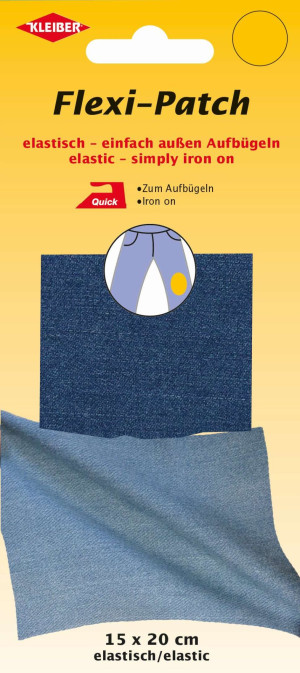 KLEIBER FLEXI PATCH elastische Aufbügelflicken - 15x20cm Mittleres-Jeansblau