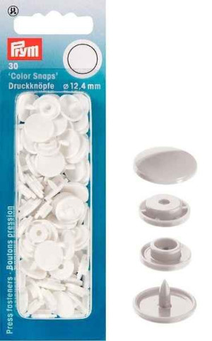 PRYM Color Snaps Druckknöpfe rund 12,4 mm weiß