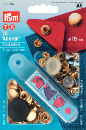 PRYM Anorak Druckknöpfe 15 mm goldfarbig
