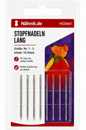 Stopfnadeln lang 10 Stück Nr. 1 - 5